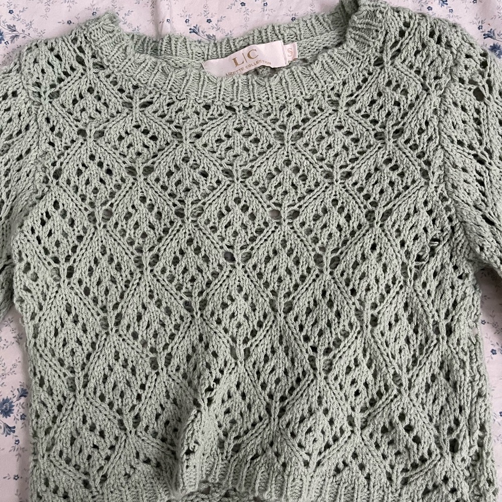 Women's Light Green Crochet Top